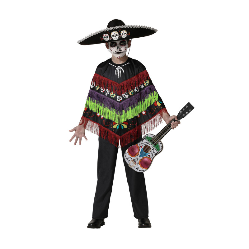 D√©guisement poncho squelette Dia de los muertos enfant  