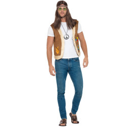 Gilet hippie avec fourrure adulte  