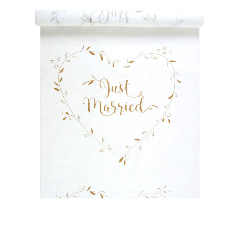 Tapis de c√©r√©monie just married blanc et or 10 m x 75 cm mariage chic  