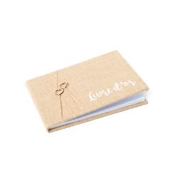 Livre d'or en jute 64 pages 16,5 x 24 cm mariage nature  