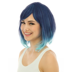 Perruque mi longue tie and dye bleue luxe adulte  
