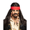 Perruque pirate avec bandana rouge homme  