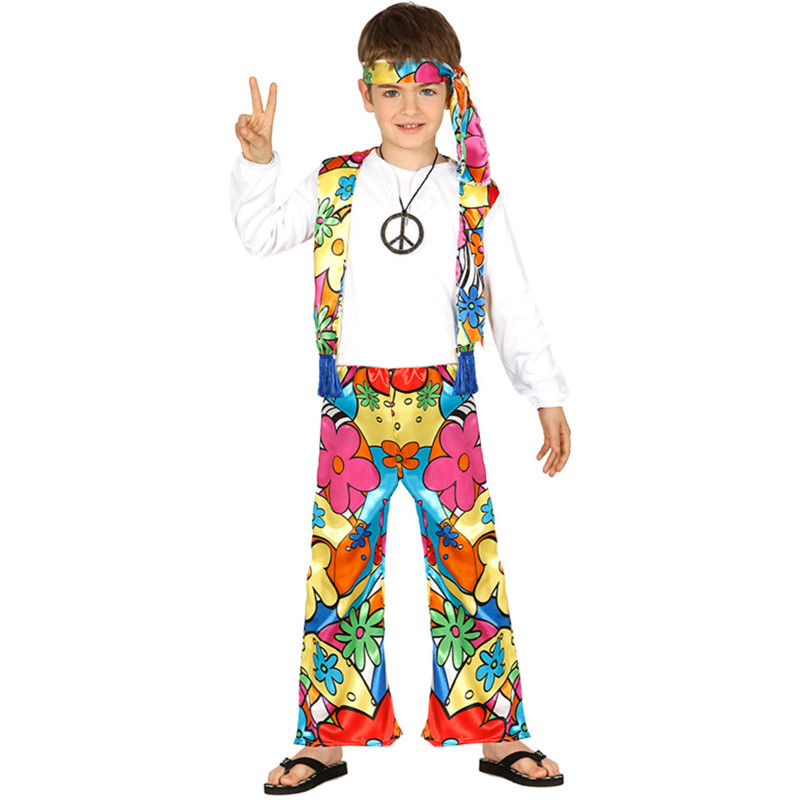 D√©guisement hippie √† grosses fleurs enfant  