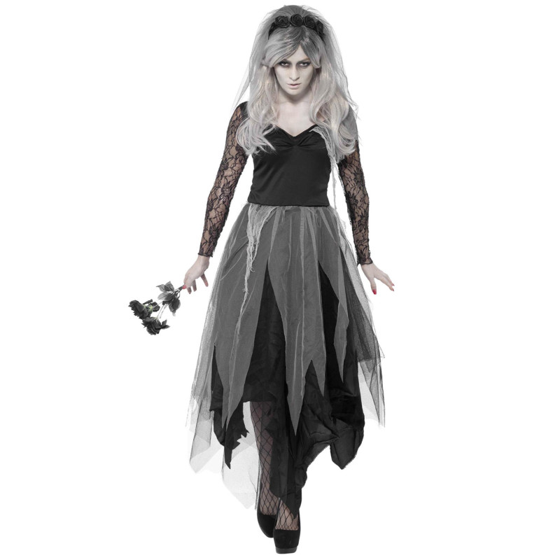 D√©guisement fant√¥me mari√©e noire femme Halloween  