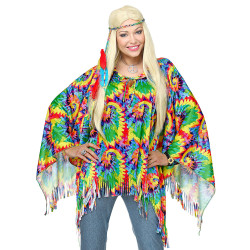 Poncho et tour de t√™te hippie psych√©d√©lique adulte  
