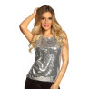Top √† sequins argent femme  
