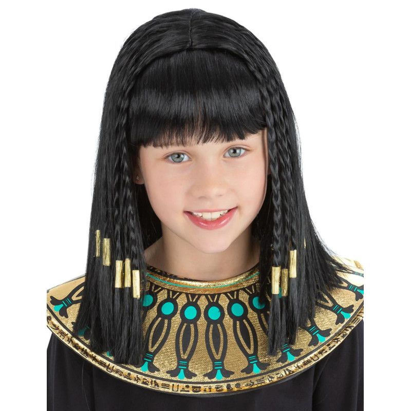 Perruque reine Egyptienne noire enfant  