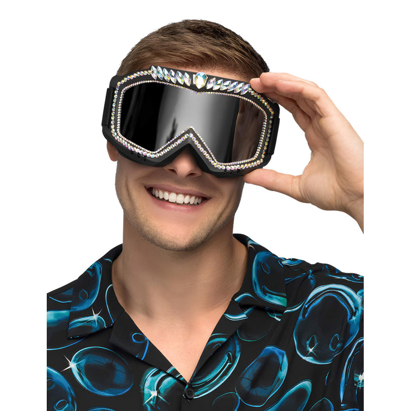 Lunettes de ski noires avec strass adulte  