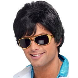 Perruque disco ann√©es 70 noire homme  