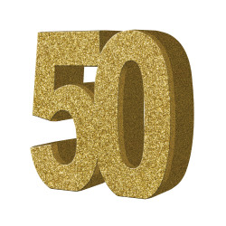 D√©coration de table 50 ans dor√©e 20 x 20 cm  