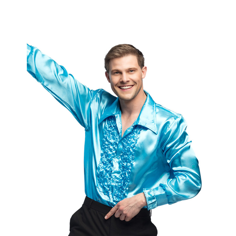 Chemise disco bleu clair homme  