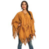 Poncho indien √† franges marron femme  