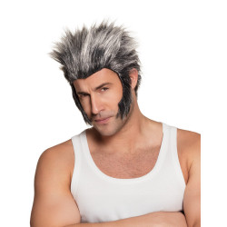 Perruque avec pattes loup-garou grise adulte  