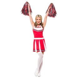 D√©guisement pompom girl blanc et rouge femme  