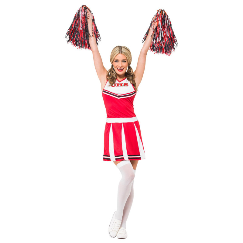 D√©guisement pompom girl blanc et rouge femme  