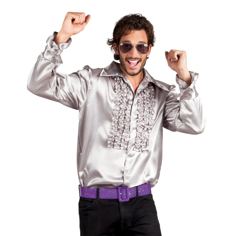 Chemise disco argent√©e homme  