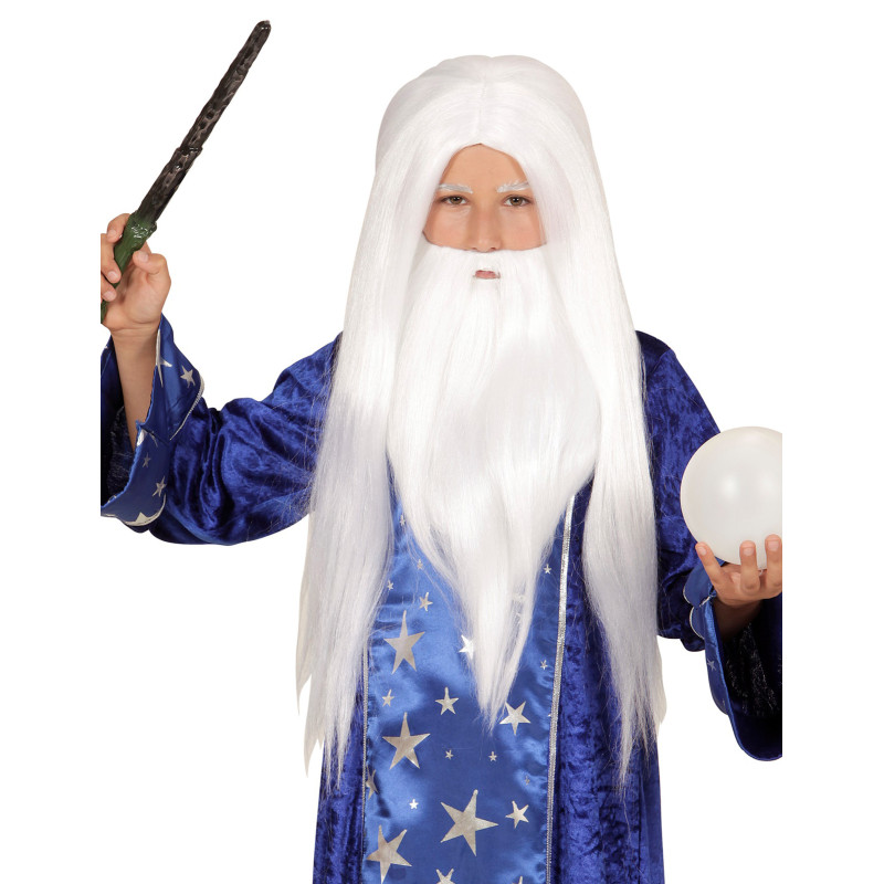 Perruque Magicien avec barbe enfant  