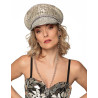 Casquette avec chaine et sequins argent√©e adulte  