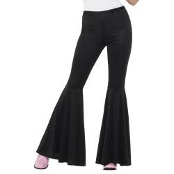 Pantalon disco noir pattes d'√©lephant femme  
