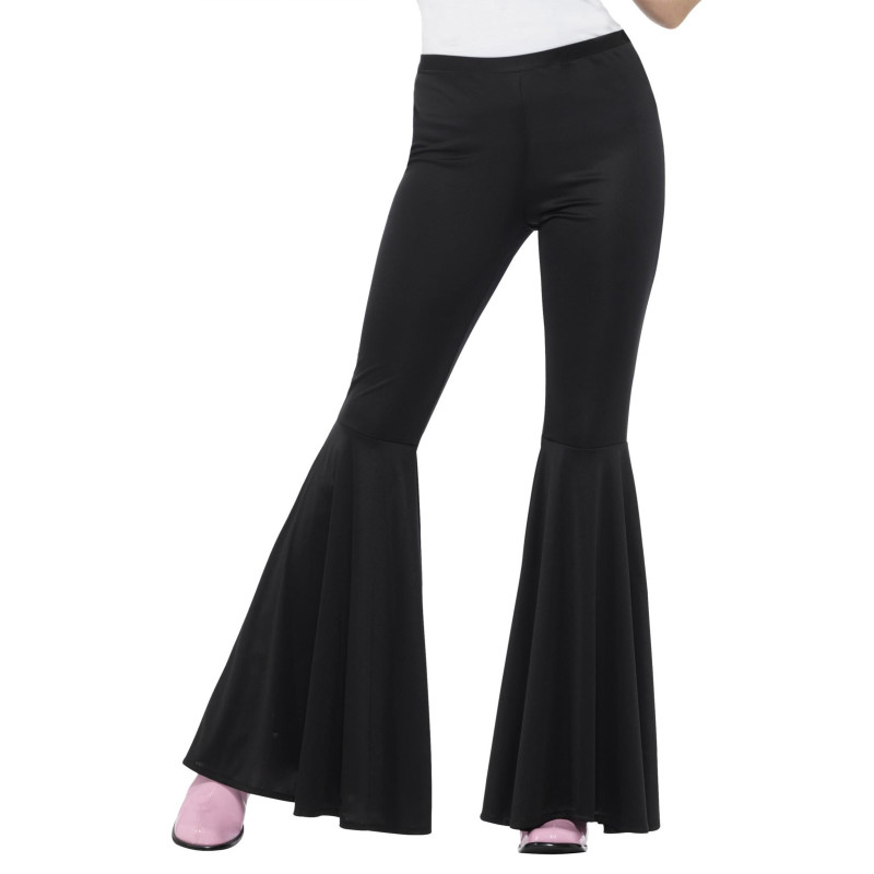Pantalon disco noir pattes d'√©lephant femme  