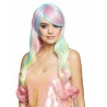 Perruque longue arc-en-ciel pastel femme  