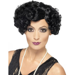 Perruque cabaret ondul√©e noire femme  