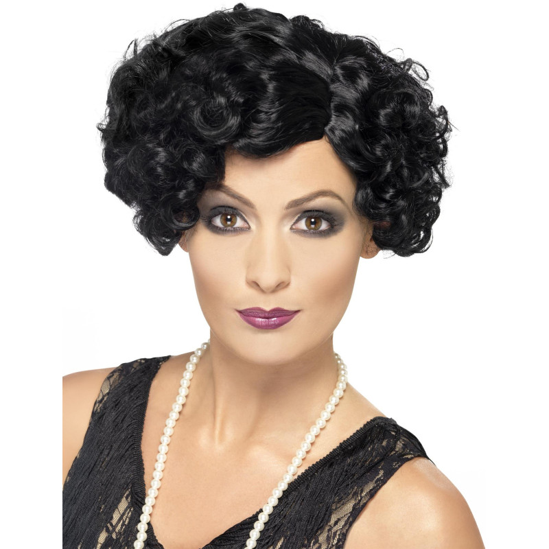 Perruque cabaret ondul√©e noire femme  
