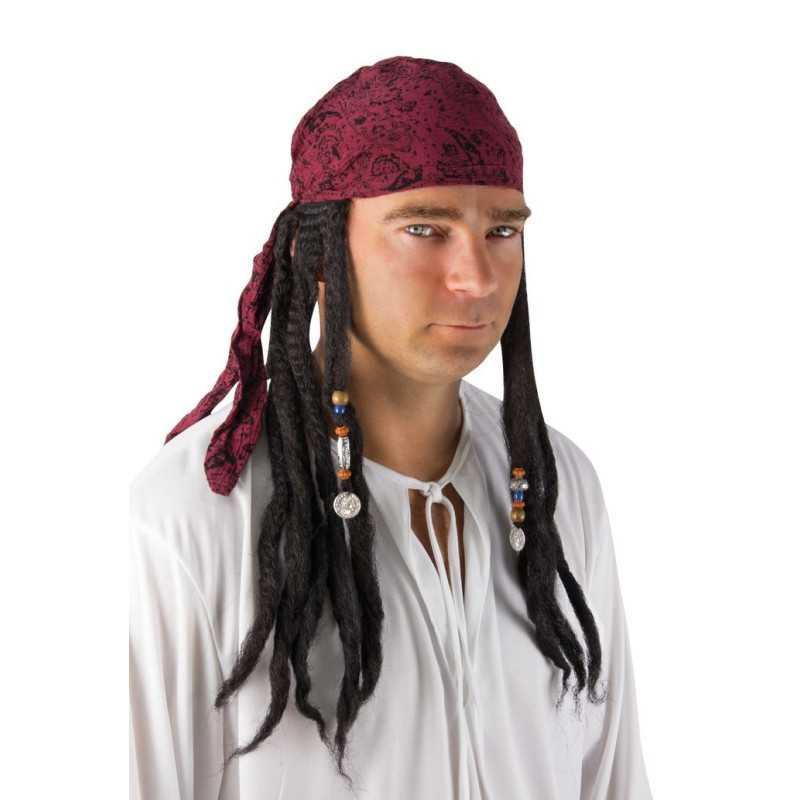 Perruque de Pirate adulte noir - Déguisement pirate Homme The Duck