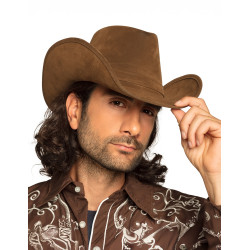 Chapeau de cowboy effet peau marron adulte  