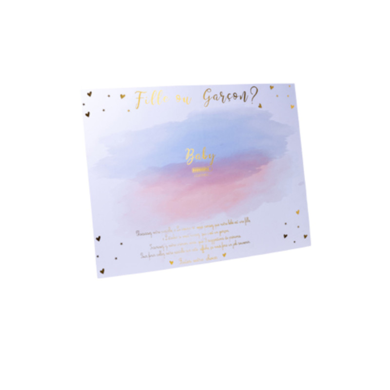 Panneau jeu fille ou gar√ßon avec stickers rose et bleu 56 x 43 cm pour gender reveal party  