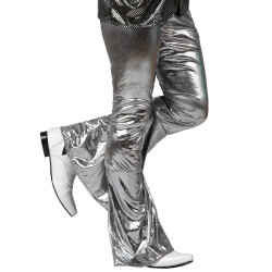 Pantalon disco holographique argent homme  