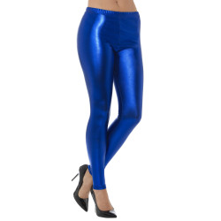 Legging m√©tallis√© bleu adulte  