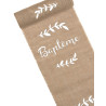 Chemin de table en toile de jute bapt√™me et feuillages 5 m  