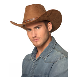 Chapeau de cowboy effet su√®de marron adulte  