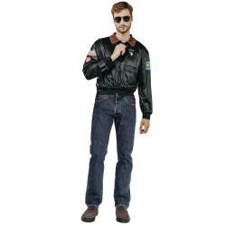 Veste de pilote d'avion noire adulte  