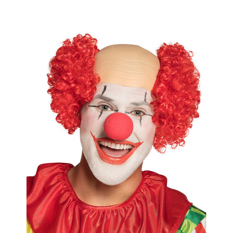 Perruque clown cr√¢ne nu rouge homme  