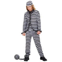 D√©guisement prisonnier noir et blanc adolescent  