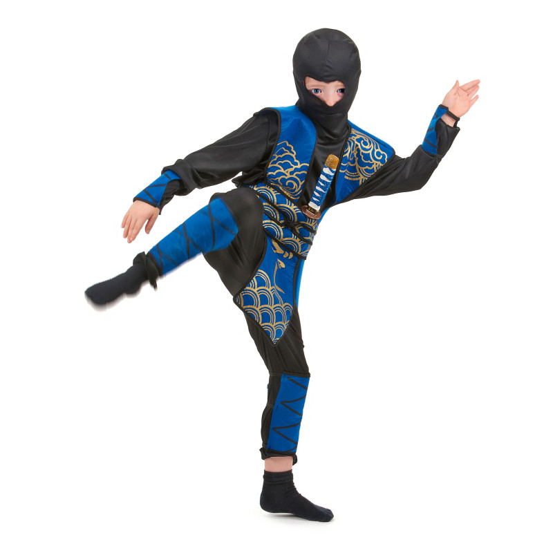 D√©guisement ninja bleu et dor√© gar√ßon  