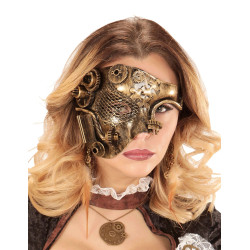Demi masque dor√© rouages adulte Steampunk  