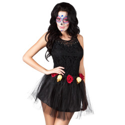 Tutu noir squelette et rose femme Dia de los muertos  