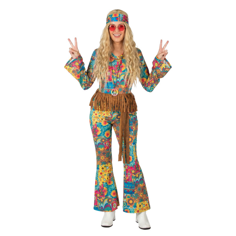 D√©guisement hippie col V femme  