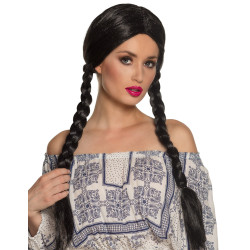 Perruque tresses noires adulte  