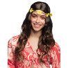 Perruque longue marron avec bandeau fleurs femme  