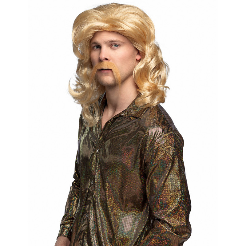 Perruque et moustache blond homme  