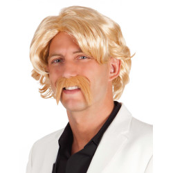 Perruque blonde avec moustache homme  