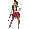 D√©guisement Pirate rayures rouges et noires femme  