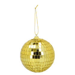 6 Boules disco dor√©es 8 cm  