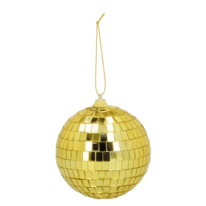 6 Boules disco dor√©es 8 cm  