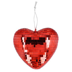 Boule disco coeur rouge - 19 cm  