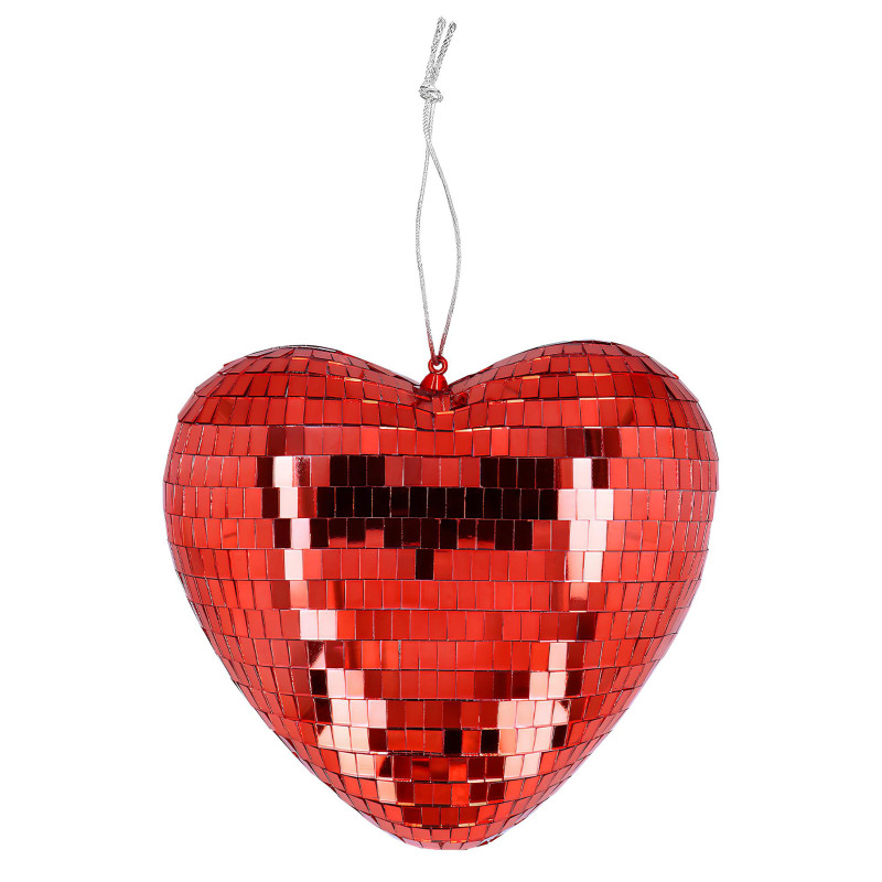Boule disco coeur rouge - 19 cm  